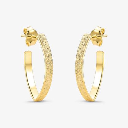 Brinco Oval Texturizado Folheado a Ouro 18k