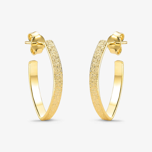 Brinco Oval Texturizado Folheado a Ouro 18k
