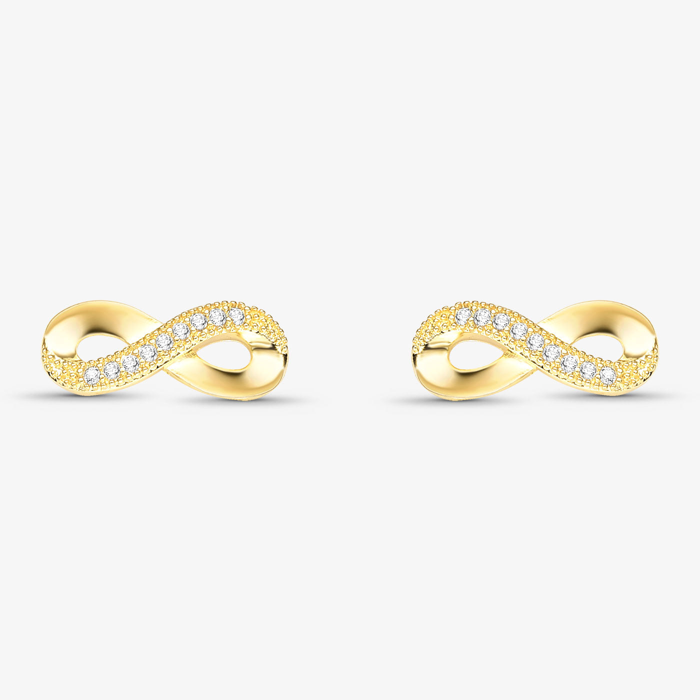 Brinco Infinito Liso Cravejado ao Meio Folheado a Ouro 18K