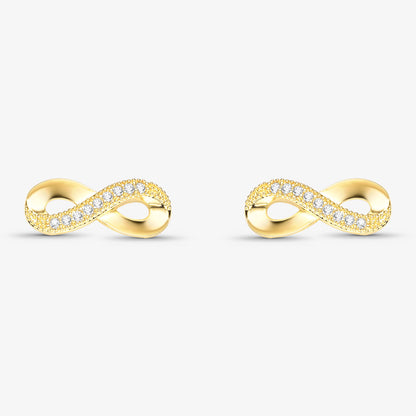 Brinco Infinito Liso Cravejado ao Meio Folheado a Ouro 18K