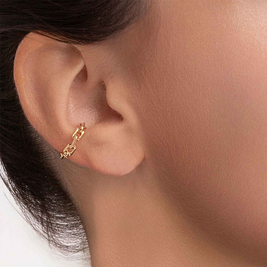 Piercing Fake Orelha Elos Português Folheado a Ouro 18k