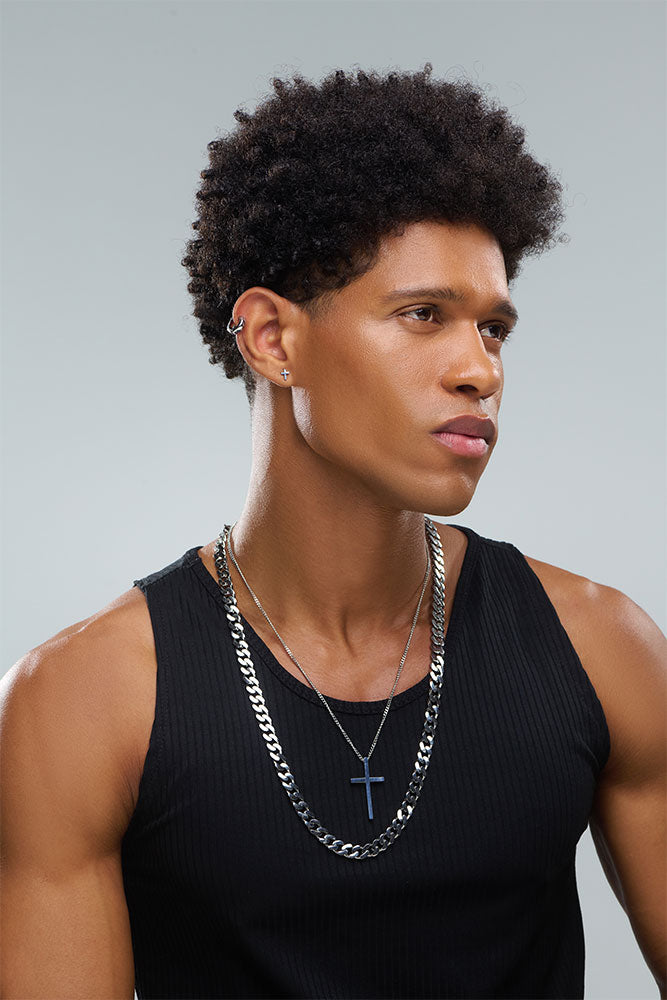Colar Masculino Aço de Cruz 70cm