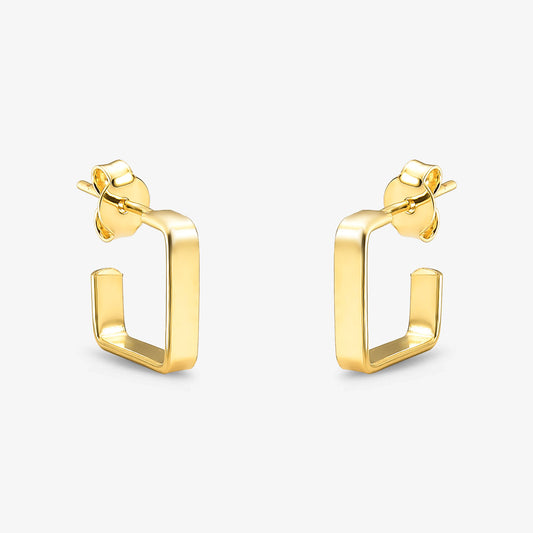 Brinco Argola Quadrada Lisa com Tarraxa Folheado a Ouro 18k