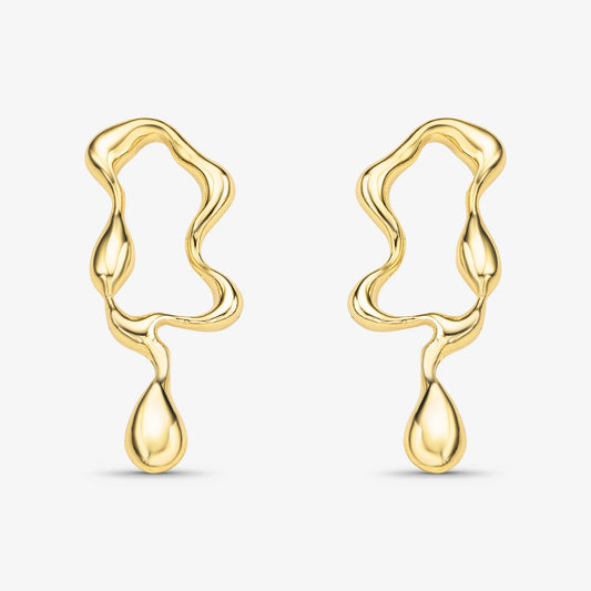 Brinco Orgânico Folheado a Ouro 18k