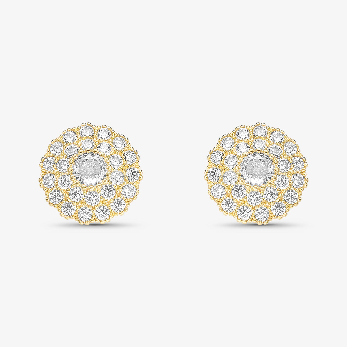 Brinco Mandala Cravejada com Pedra ao Meio Folheado a Ouro 18K