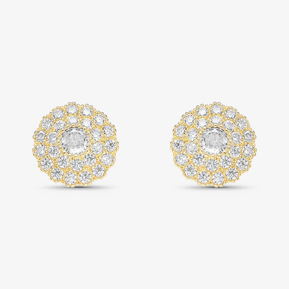 Brinco Mandala Cravejada com Pedra ao Meio Folheado a Ouro 18K