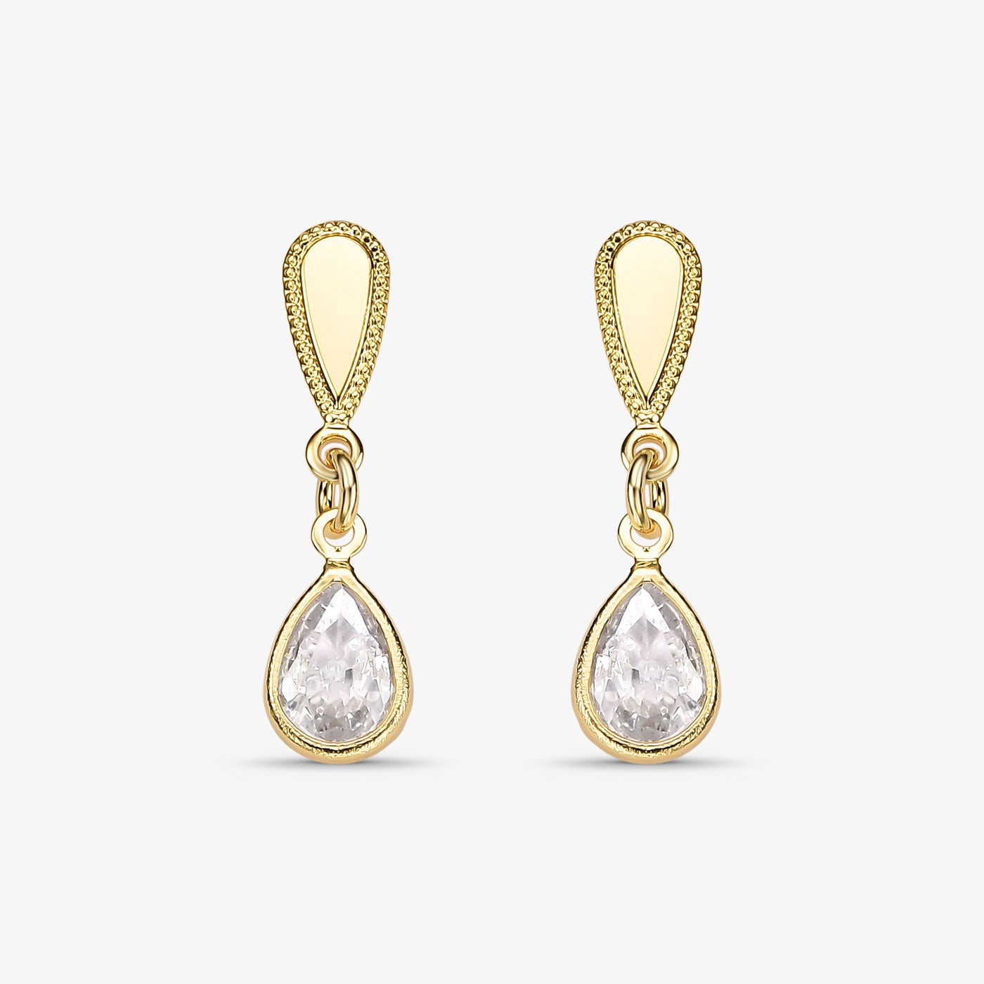 Brinco Gota Borda Pontilhada Folheado a Ouro 18k