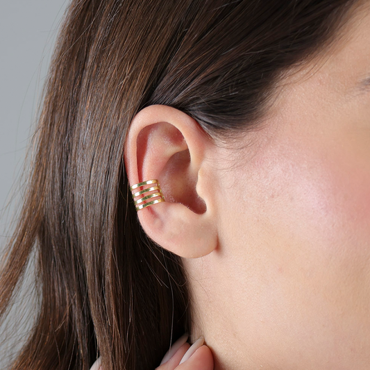 Piercing Fake Quatro Aros Folheado a Ouro 18k