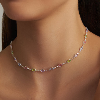Choker Zircônias Oval Coloridas