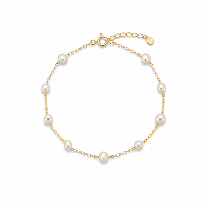 Pulseira Pérola Redonda Folheado a Ouro 18k