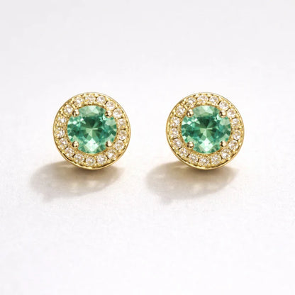 Brinco Halo Verde Água Folheado a Ouro18k