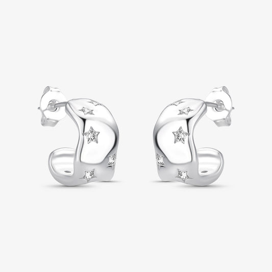 Brinco Argola Estrelar Folheado a Prata