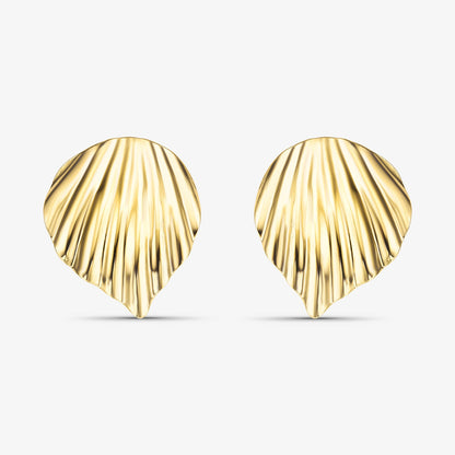 Brinco Concha Texturizada Orgânica Folheado a Ouro 18K