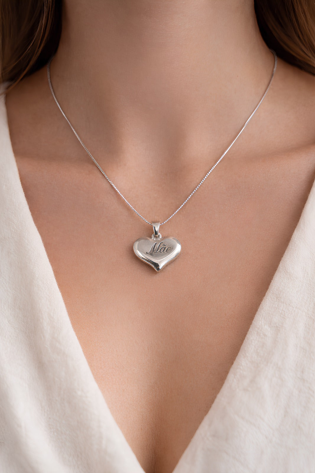 Colar Pingente Coração Aço Inox