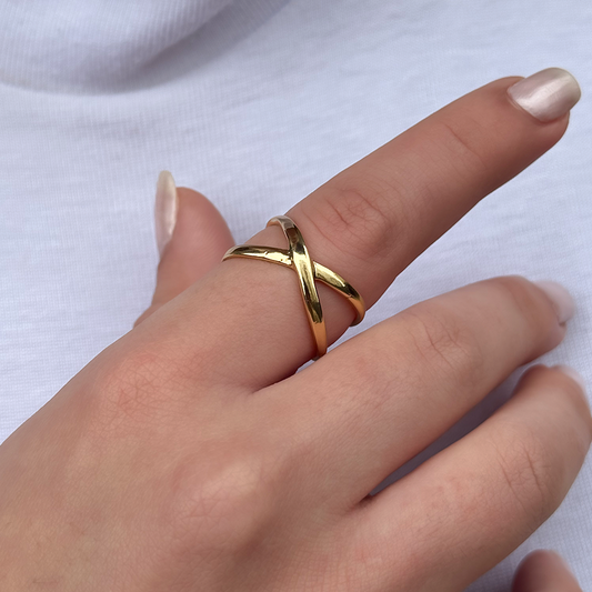 Anel Infinito Cruzado Folheado a Ouro 18k