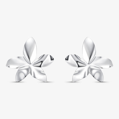 Brinco Orquídea Cinco Pétalas Folheado a Prata