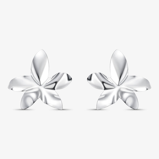 Brinco Orquídea Cinco Pétalas Folheado a Prata