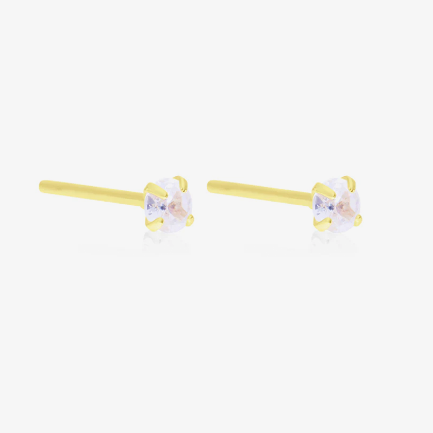 Brinco Zircônia Redondo 4mm Folheado a Ouro 18k