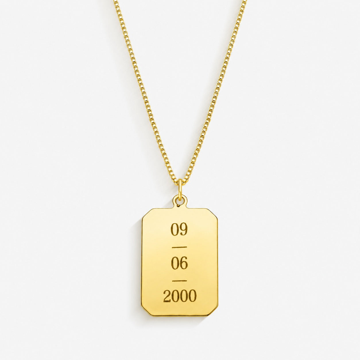 Colar Medalha Retangular  Personalizado Folheado a Ouro18k