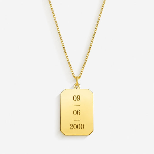 Colar Medalha Retangular  Personalizado Folheado a Ouro18k