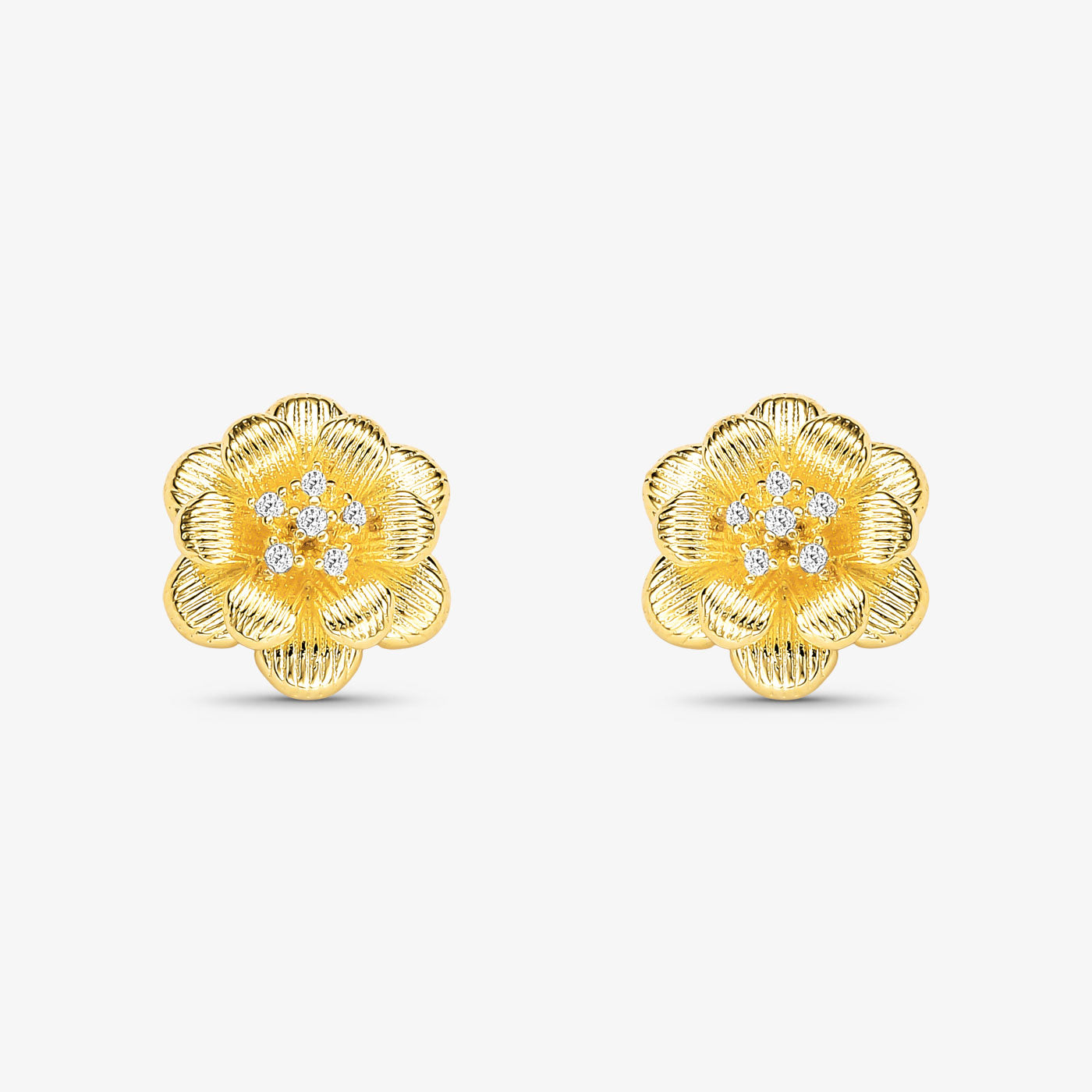 Brinco Botão de Rosa Folheado a Ouro 18K