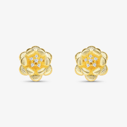 Brinco Botão de Rosa Folheado a Ouro 18K