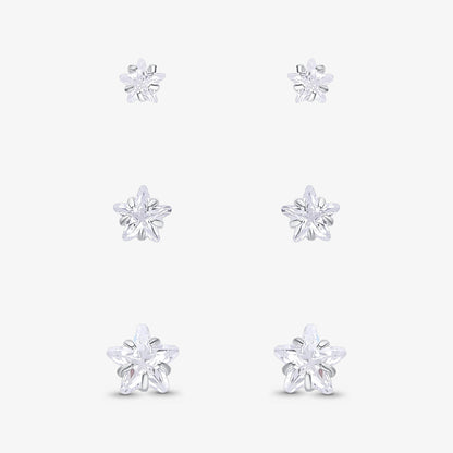 Brinco Trio Estrelas de Zircônia Folheado a Prata