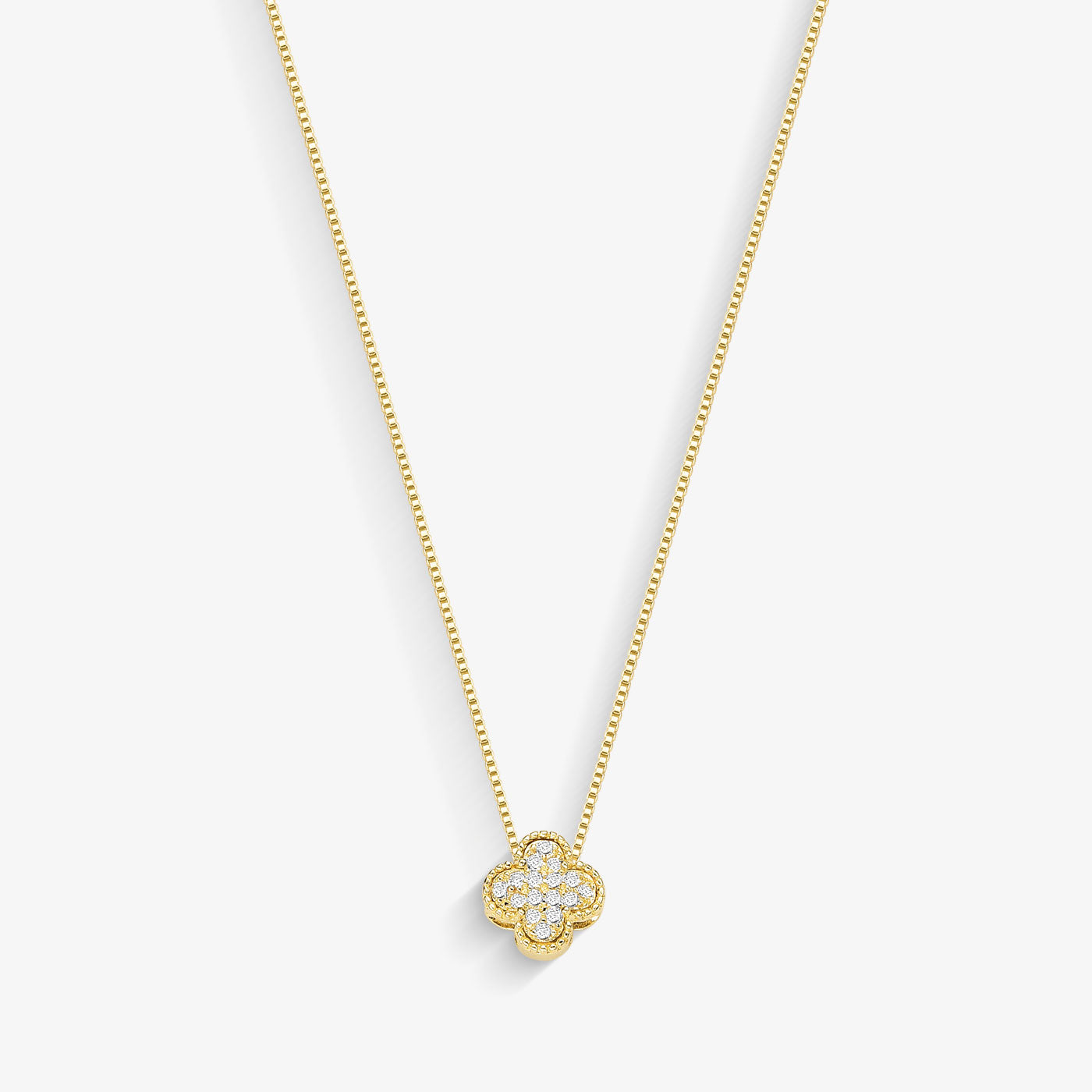 Colar Trevo Cravejado Embutido Folheado a Ouro 18k