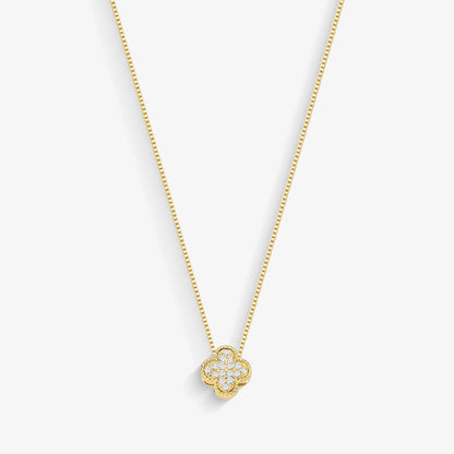 Colar Trevo Cravejado Embutido Folheado a Ouro 18k