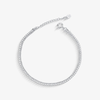 Pulseira Dupla Elo bolinha com zircônias