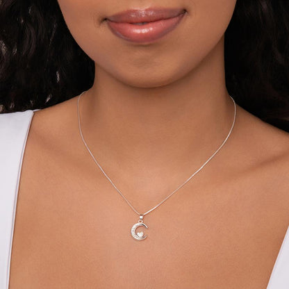 Colar Meia Lua Com Coração Folheado a Prata