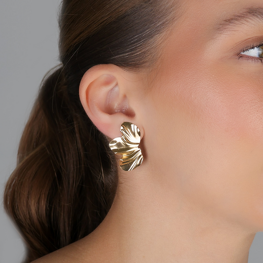 Brinco Flor Orgânica Folheado a Ouro 18K