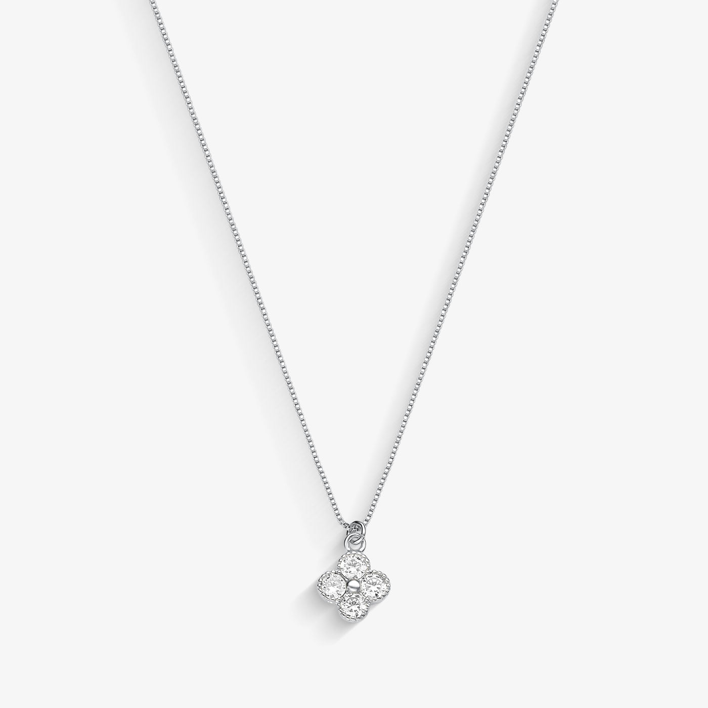 Colar Trevo de Cristal Folheado a Prata