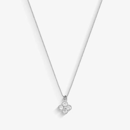 Colar Trevo de Cristal Folheado a Prata