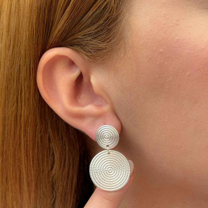 Brinco Mandala Dupla Folheado a Prata