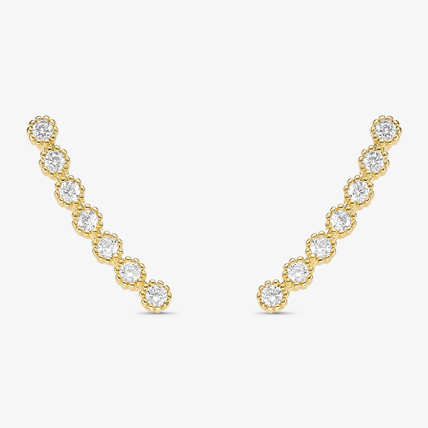 Brinco Lateral Pedras Brancas Folheado a Ouro 18K