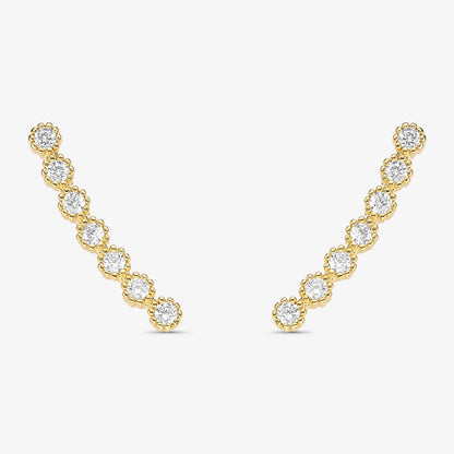 Brinco Lateral Pedras Brancas Folheado a Ouro 18K