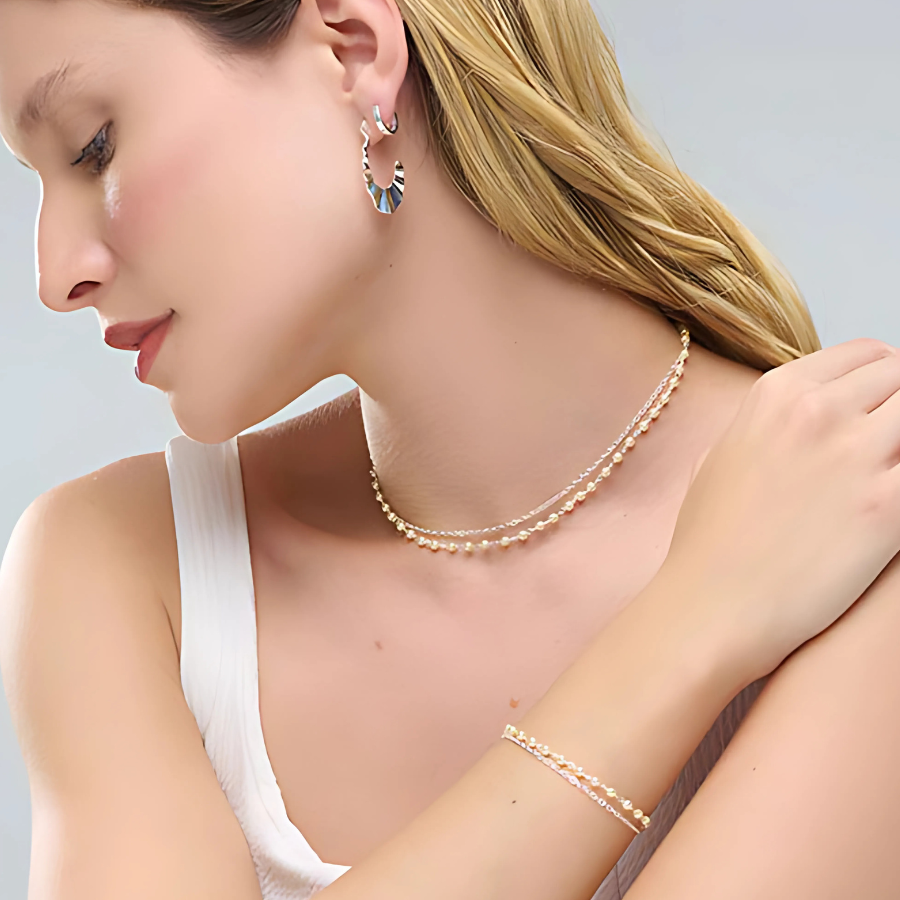 Choker Duplo Pérola e Corrente