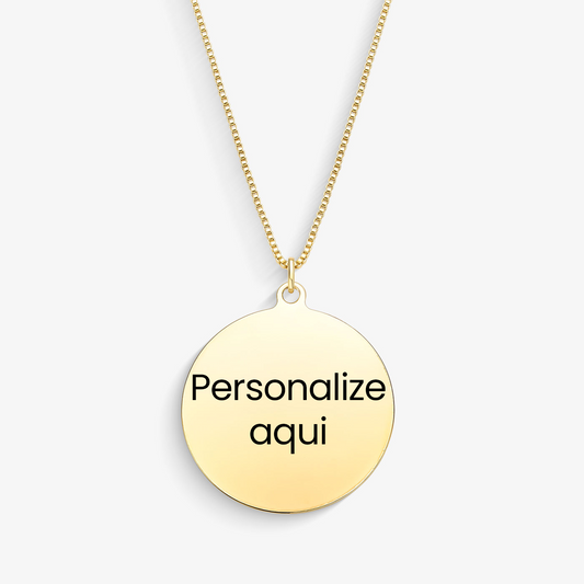 Colar Medalha Com Nome Personalizado Folheado a Ouro 18k