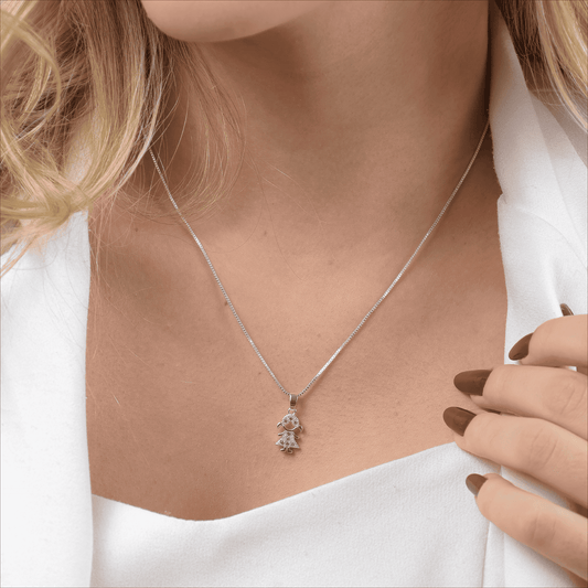 Colar Menina Cravejado Folheado a Prata