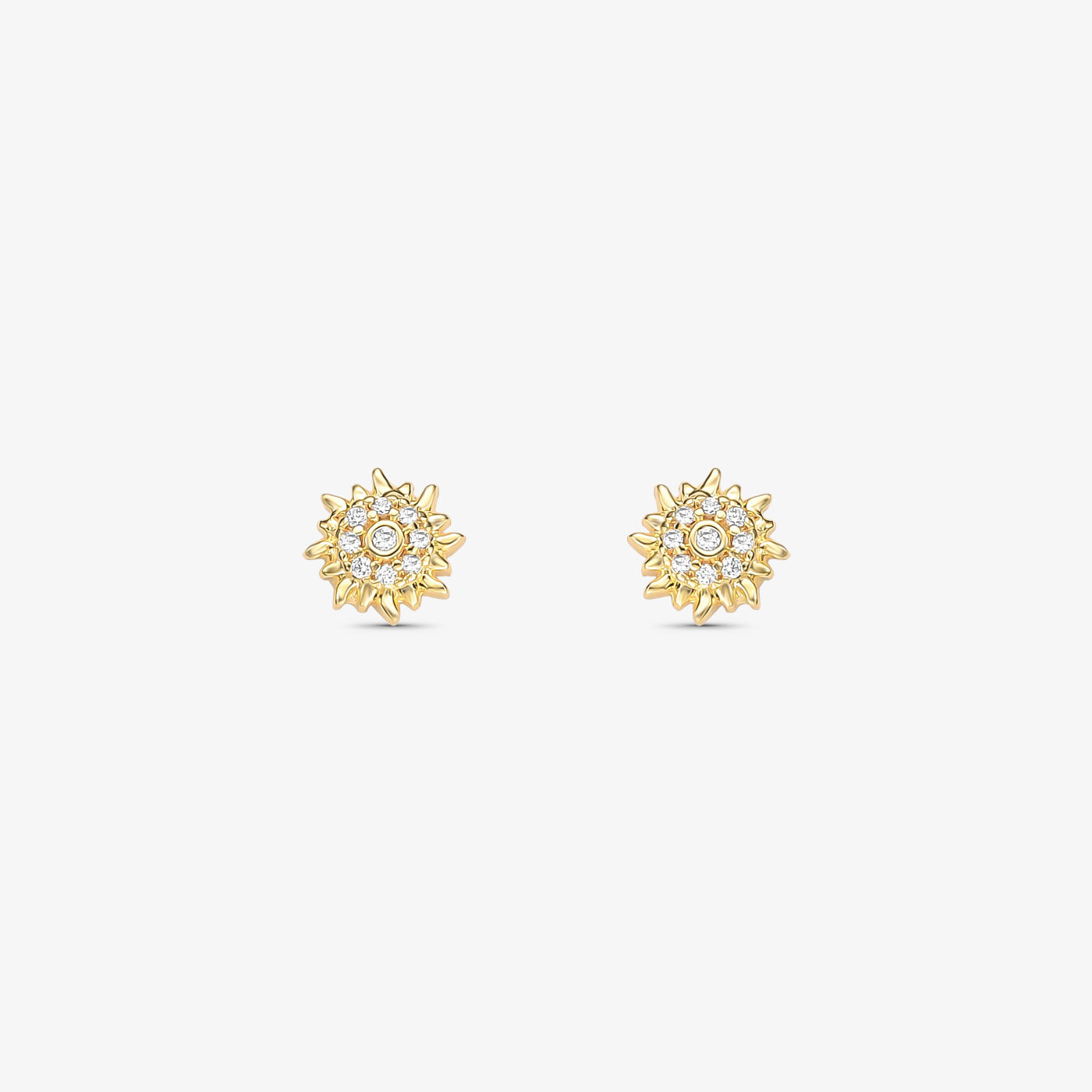 Brinco Sol Cravejado Folheado a Ouro 18K