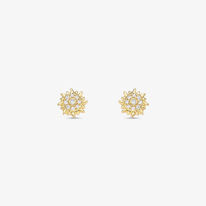 Brinco Sol Cravejado Folheado a Ouro 18K