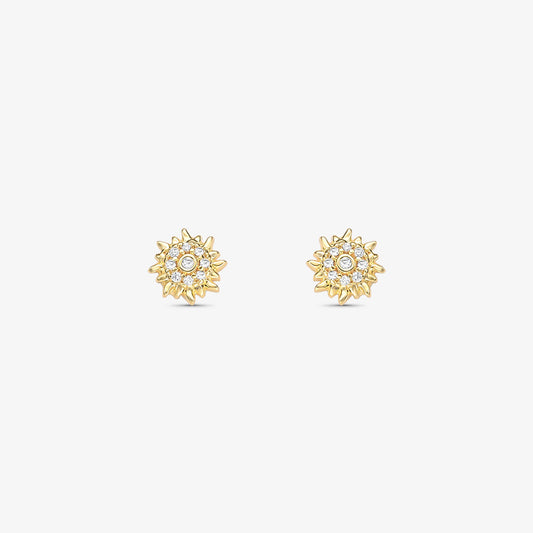 Brinco Sol Cravejado Folheado a Ouro 18K