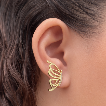 Brinco Borboleta Cravejada Folheado a Ouro 18k