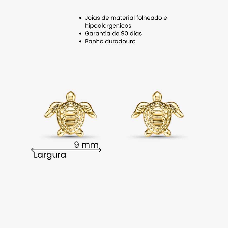 Brinco Tartaruga Texturizado Folheado a Ouro 18k
