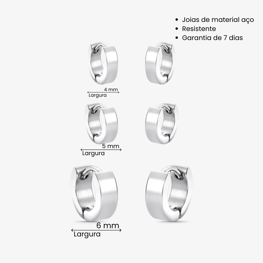 Brinco Trio de Argolas de Aço
