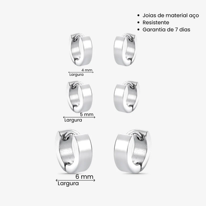Brinco Trio de Argolas de Aço