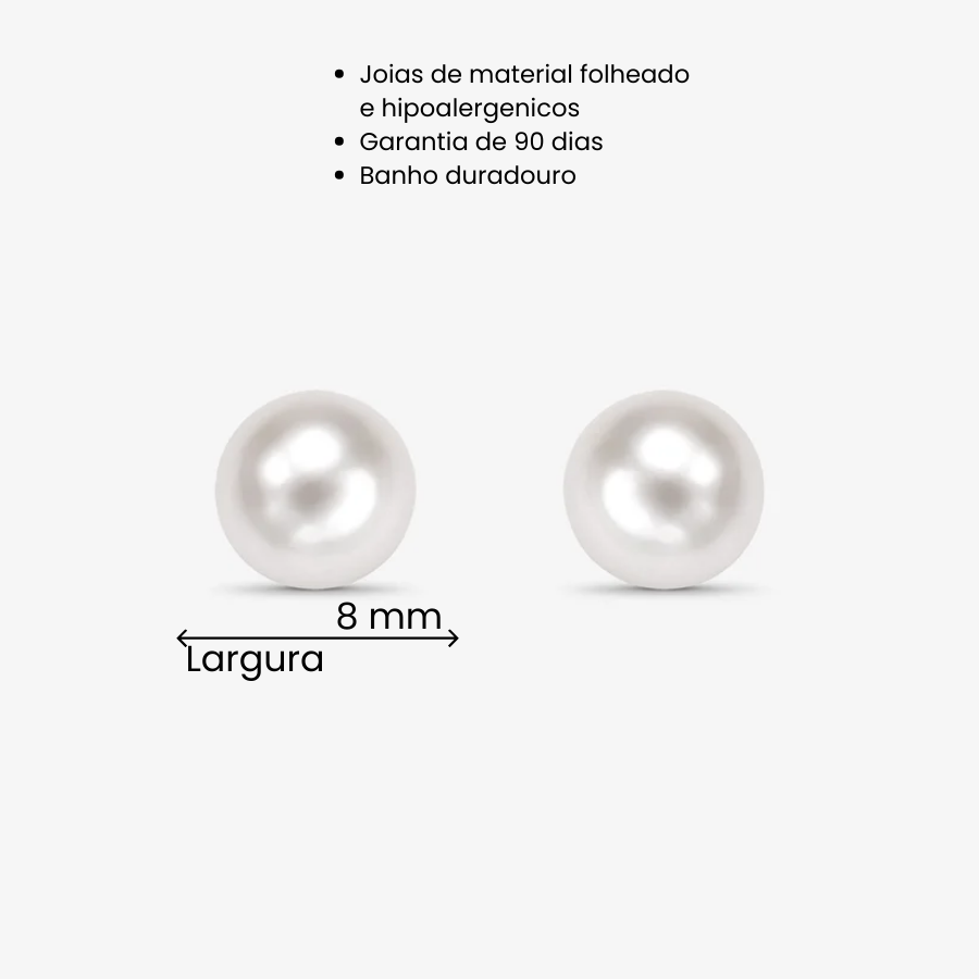Brinco Pérola Folheado a Prata