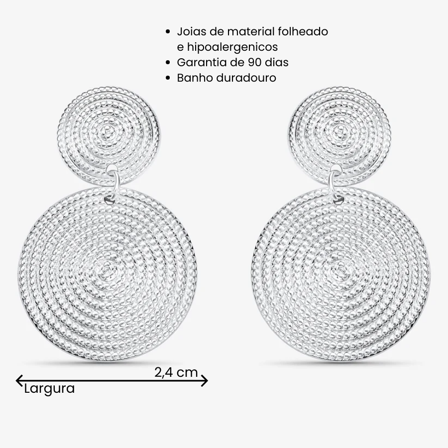 Brinco Mandala Dupla Folheado a Prata
