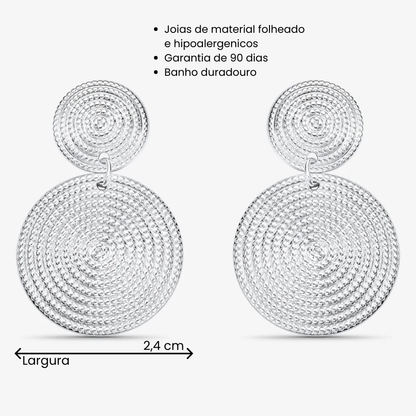 Brinco Mandala Dupla Folheado a Prata